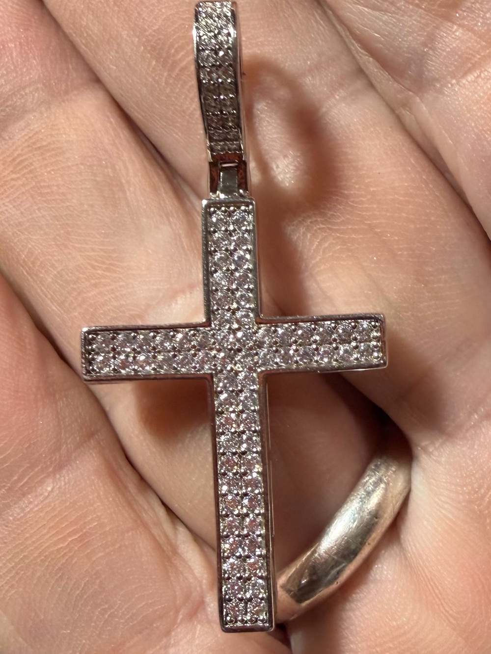 925 Sterling Silver CZ Cross Pendant – BS Signed – 3.77g